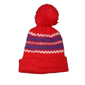 Vintage Neat & Nifty Kids Red Beanie With Tossle One Size Child Winter Hat